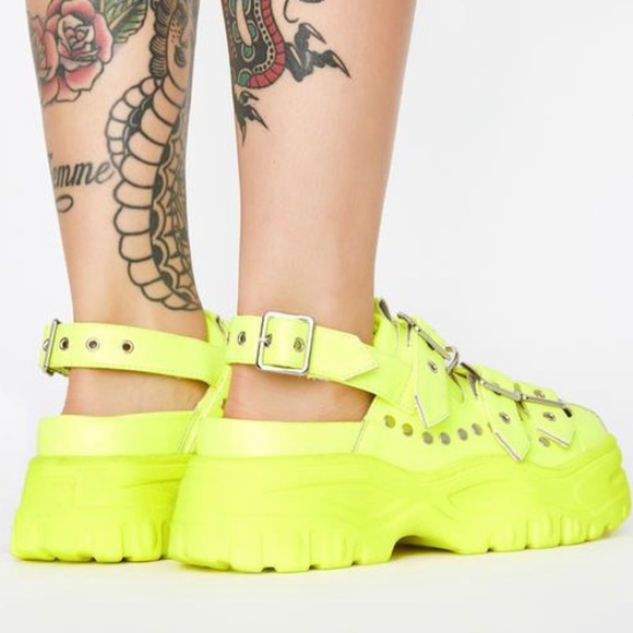 Slime Best Life Buckle Platforms- Neon Green - Picture 4 of 4